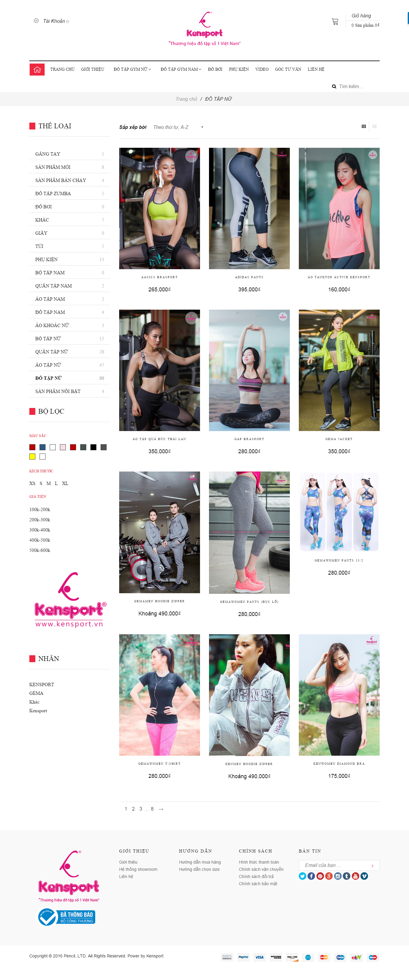 Thiết kế Web quần Áo kensport.vn